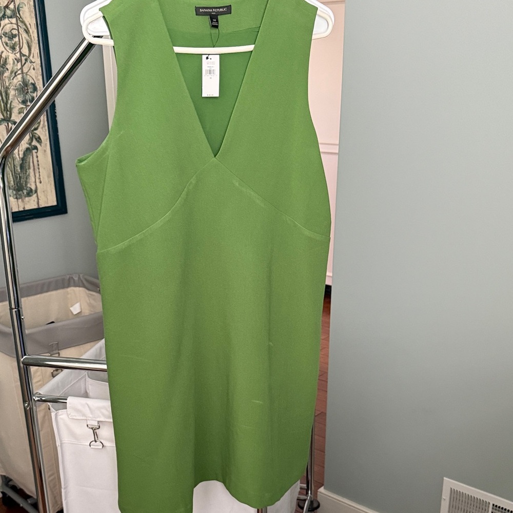 Banana Republic Factory Green V-Neck Mini Dress